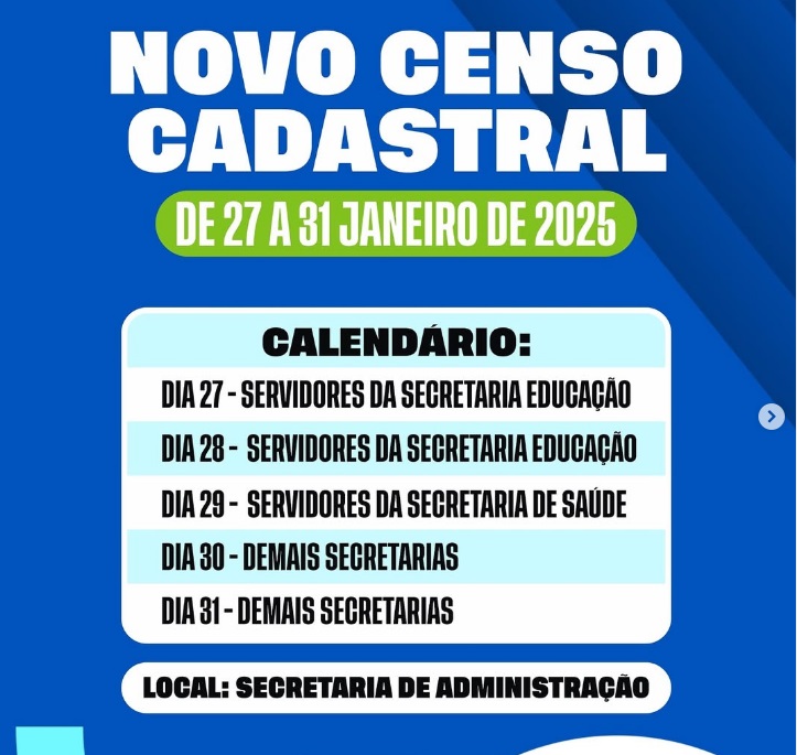 Prefeitura de Nazarezinho convoca servidores para novo Censo Cadastral